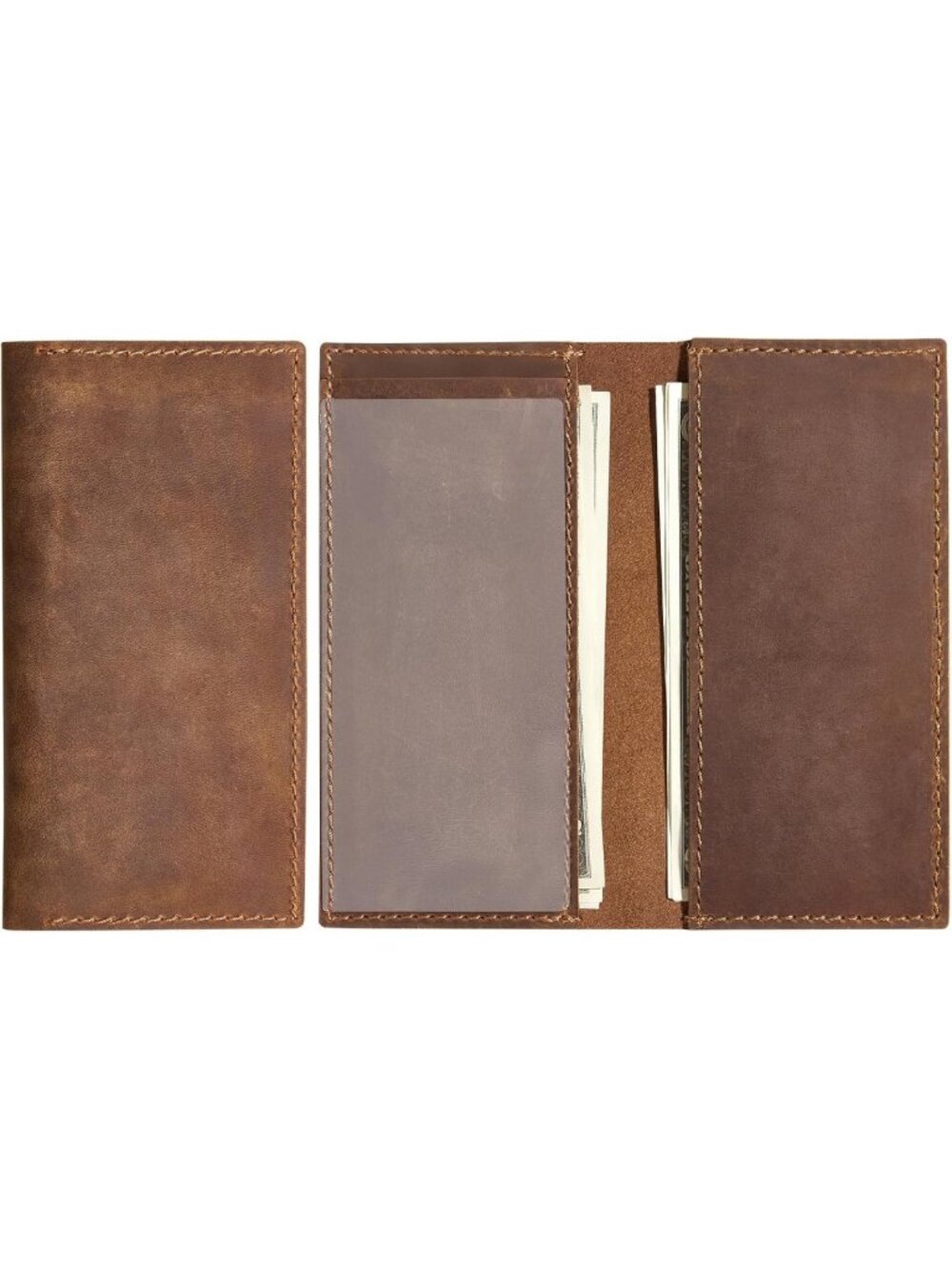 RFID Blocking Genuine Leather Checkbook Cover | Classic Unisex Design for